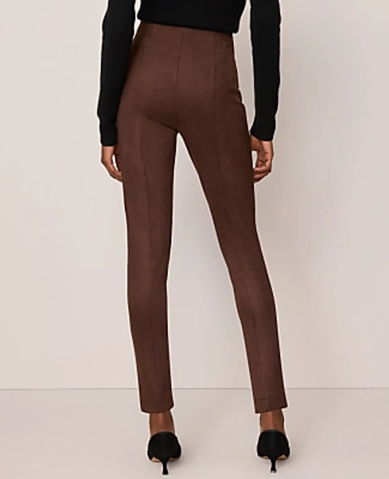Ann Taylor The Petite Polished Legging Faux Suede Dark Brown Women's