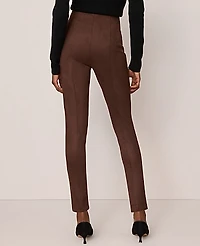 Ann Taylor The Petite Polished Legging Faux Suede Dark Brown Women's