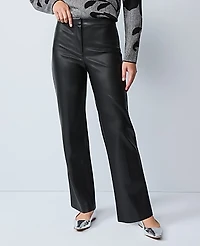 Ann Taylor The Straight Pant Faux Leather Black Women's