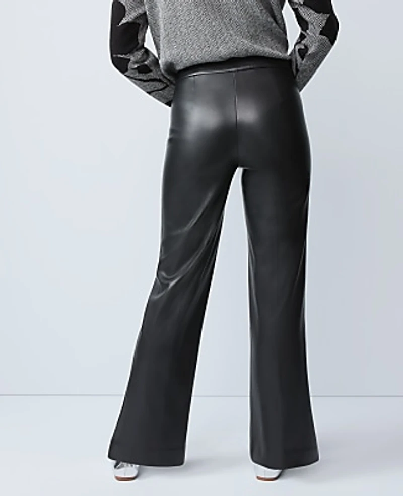 Ann Taylor The Straight Pant Faux Leather Black Women's
