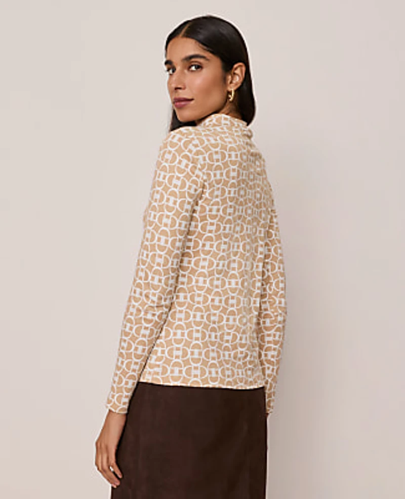 Ann Taylor Chain Link Mock Neck Top Cafe Au Lait Women's