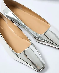 Ann Taylor Metallic Leather Flat Size 7 Silver Metallic Women's