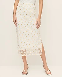 Ann Taylor Daisy Appliqué Column Midi Skirt White Multi Women's