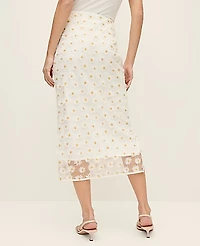 Ann Taylor Daisy Appliqué Column Midi Skirt White Multi Women's