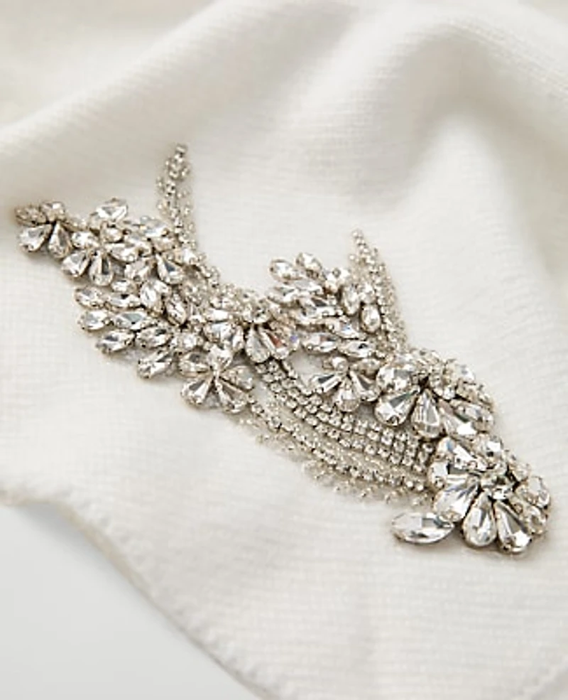 Ann Taylor Embellished Triangle Scarf Winter White Women's