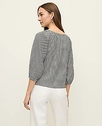 Ann Taylor Gingham Raglan Blouse Black/White Combo Women's