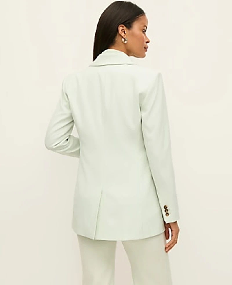 Ann Taylor The Fitted Long Blazer Pale Aqua Women's