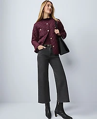 Ann Taylor Petite Weekend Quilted Jacket Size Small Poised Plum Women's