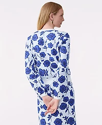 Ann Taylor Floral Raglan Sweater Electric Periwinkle Women's
