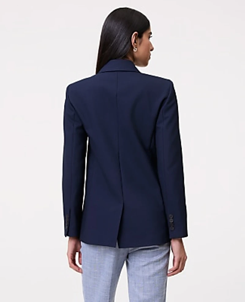 Ann Taylor The Straight Fit Double Breasted Blazer Size 4 Night Sky Women's