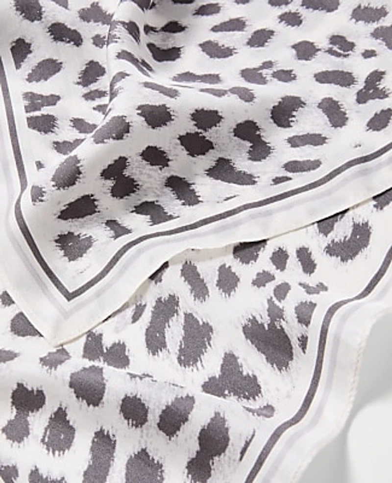 Ann Taylor Animal Print Triangle Silk Scarf Winter White Women's