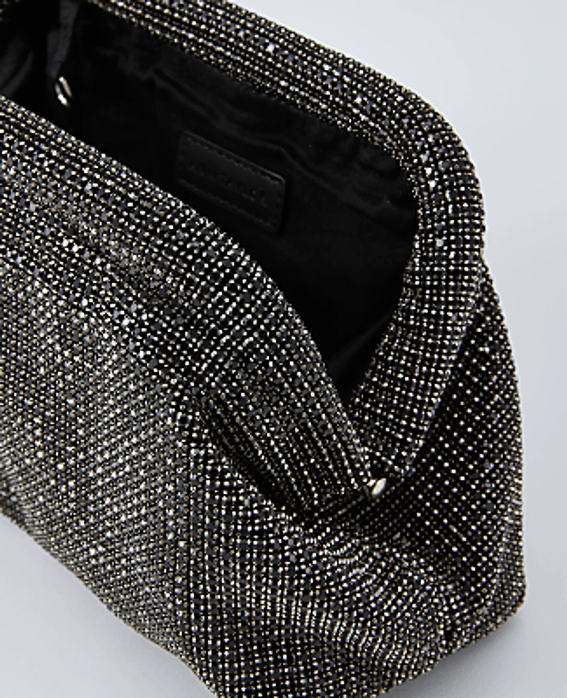 Ann Taylor Crystal Embellished Clutch Handbag Black Women's