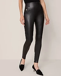 Ann Taylor The Seamed Button Legging Faux Leather Women's