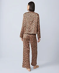 Ann Taylor Satin Tie Front Pajama Set Cafe Au Lait Women's
