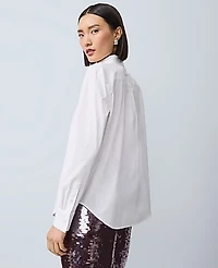 Ann Taylor Embellished Relaxed Perfect Shirt Size Small White Women's