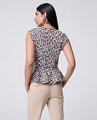 Ann Taylor Animal Print Peplum Top Chocolate Brown Women's