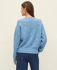 Ann Taylor Weekend Floral Embroidered Sweater Women's