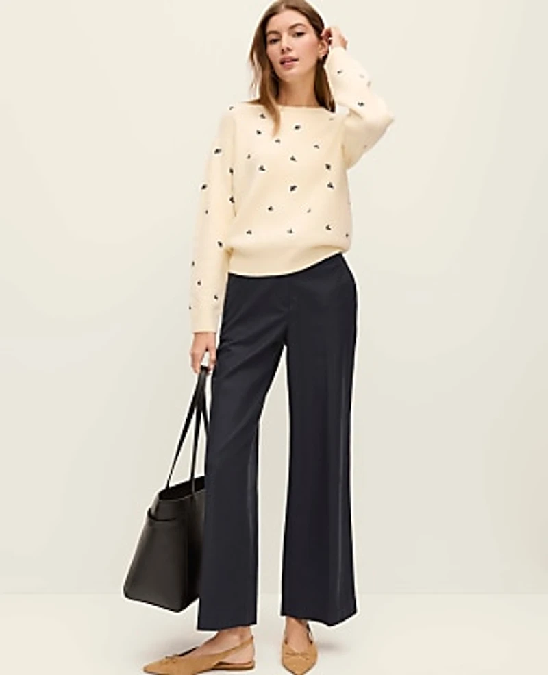 Ann Taylor Weekend Floral Embroidered Sweater Women's