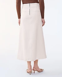 Ann Taylor Horsebit Denim Midi Skirt Size 14 Ivory Women's