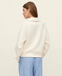 Ann Taylor Weekend Half-Zip Sweatshirt Winter White Women's