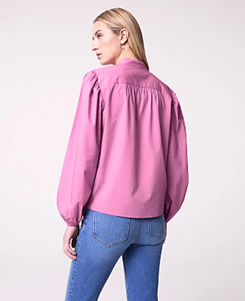 Ann Taylor Weekend Embroidered Collar Blouse Women's