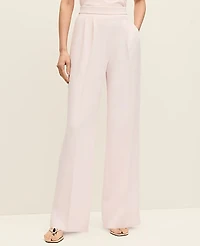 Ann Taylor The Side Zip Wide-Leg Pant Textured Crepe Women's