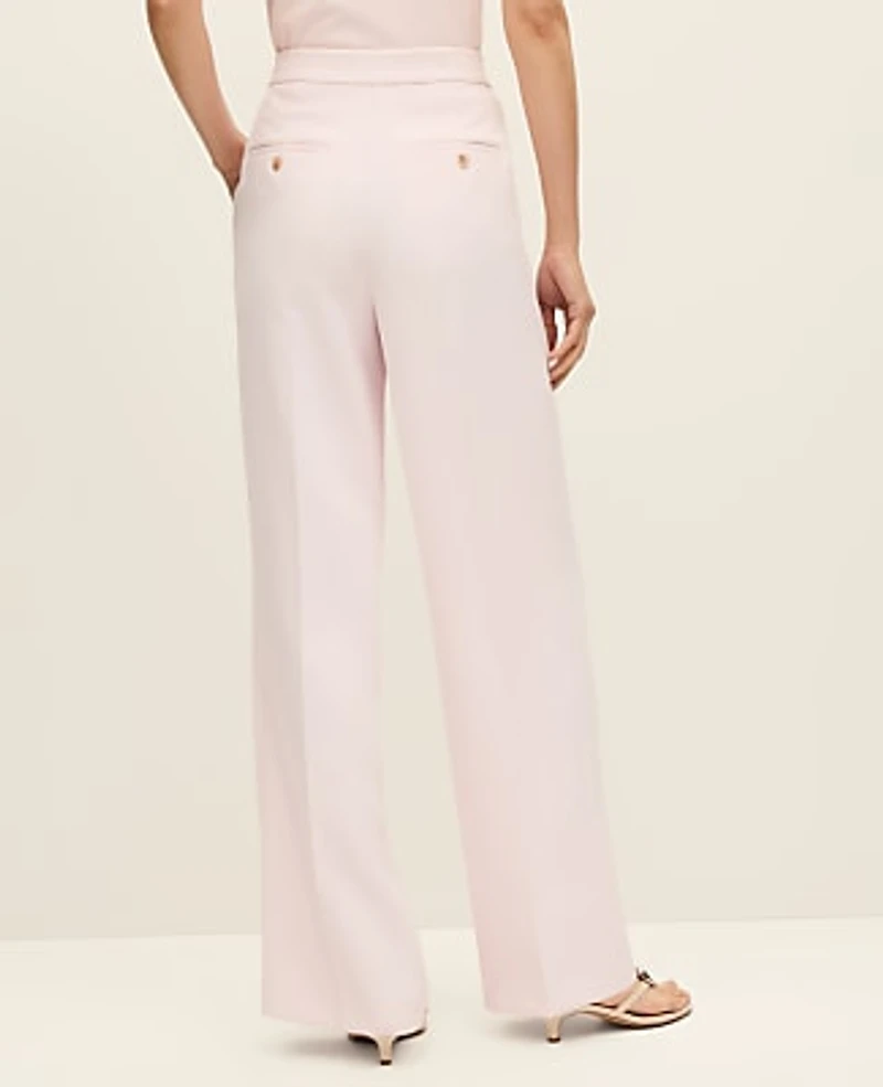 Ann Taylor The Side Zip Wide-Leg Pant Textured Crepe Women's