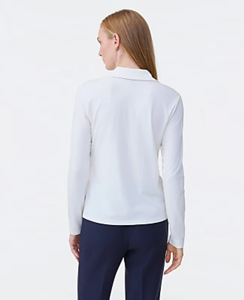 Ann Taylor Split Neck Button Down Shirt Size XL Winter White Women's