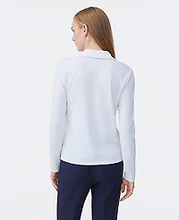 Ann Taylor Split Neck Button Down Shirt Size XL Winter White Women's