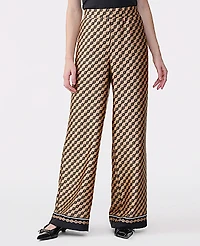 Ann Taylor The Easy Wide-Leg Pant in Geo Satin Size Large Black Women's