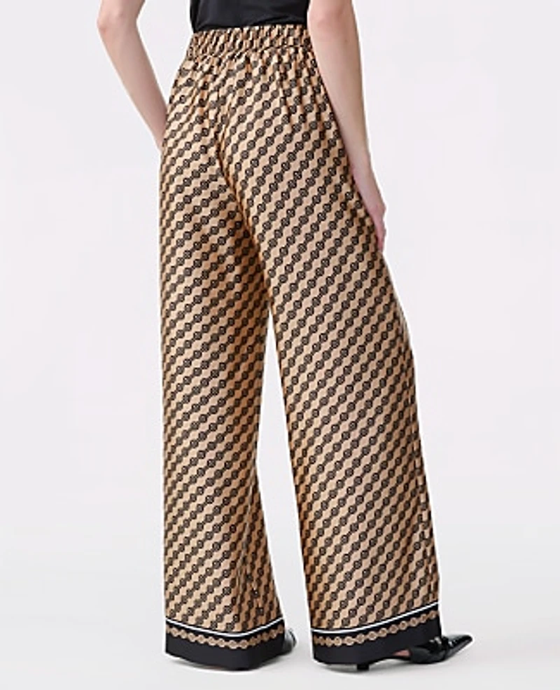 Ann Taylor The Easy Wide-Leg Pant in Geo Satin Size Large Black Women's