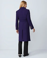 Ann Taylor Belted Notch Collar Coat Midnight Mulberry Women's