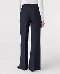 Ann Taylor The Dotted Wide-Leg Flare Trouser Size 14 Navy Woven Pin Dot Women's