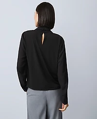 Ann Taylor Mixed Media Cowl Neck Blouse Size XL Black Women's