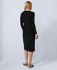 Ann Taylor Petite Velvet Dot Midi Dress Black Women's