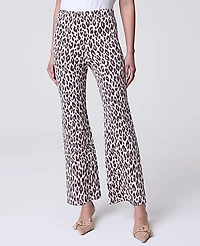 Ann Taylor The Flare Sweater Pant Animal Print Chocolate Brown Women's