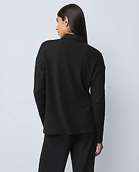 Ann Taylor Waffle Henley Lounge Top Size Small Black Women's
