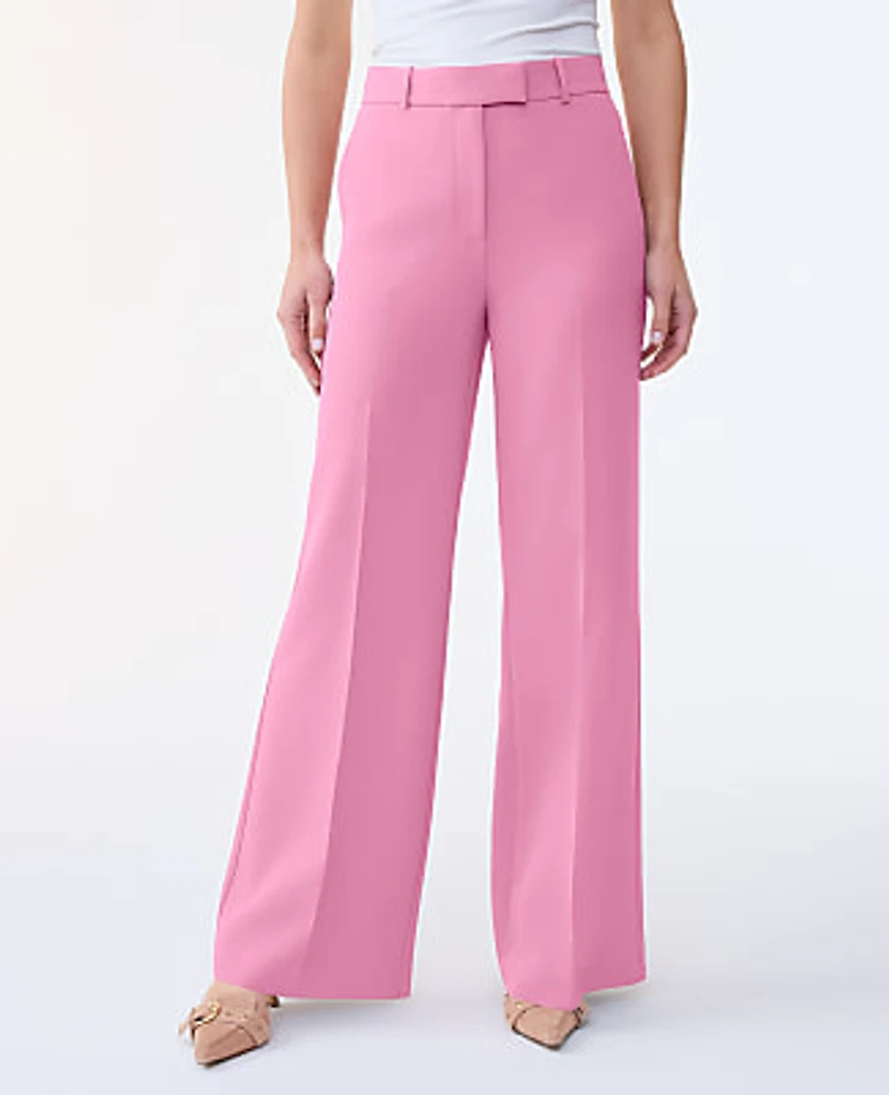 Ann Taylor The Wide-Leg Flare Trouser Fluid Crepe Smokey Rose Women's