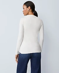 Ann Taylor Petite Asymmetric Ruched Top Winter White Women's