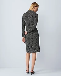 Ann Taylor Petite Dotted Knit Wrap Dress Size 0 Black Women's