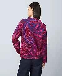 Ann Taylor Paisley Jacquard Mock Neck Sweater Jewel Red Women's