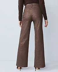Ann Taylor The Petite Shimmer Wide-Leg Jean Copper Sparkle Women's