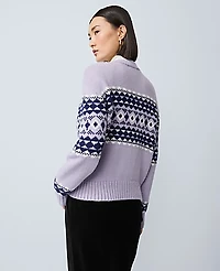 Ann Taylor Petite Fair Isle Cardigan Lavender Bouquet Women's