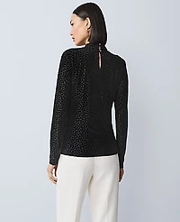 Ann Taylor Velvet Mock Neck Top Black Women's