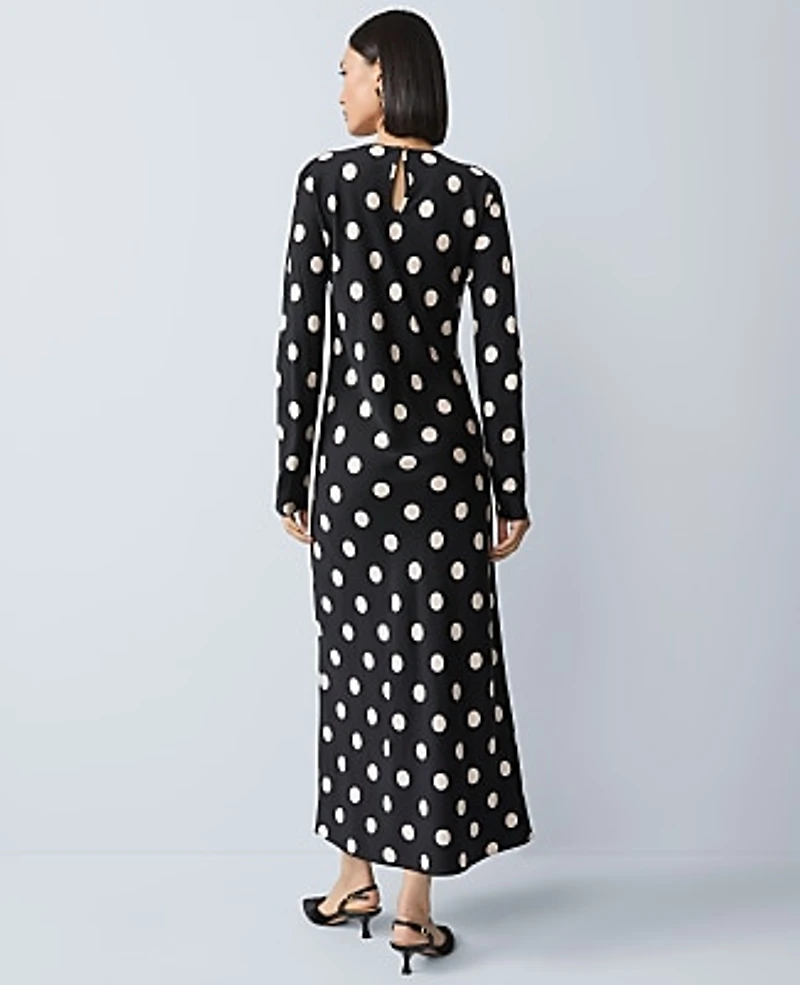 Ann Taylor Petite Dotted Satin Sheath Dress Size 0 Black Women's