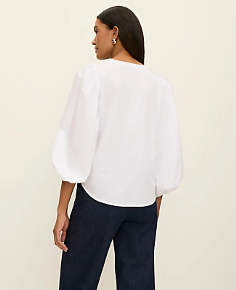 Ann Taylor Puff Sleeve Blouse White Women's