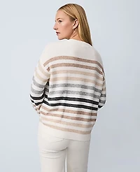 Ann Taylor Weekend Striped Raglan Sweater Winter White Women's