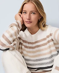 Ann Taylor Weekend Striped Raglan Sweater Winter White Women's