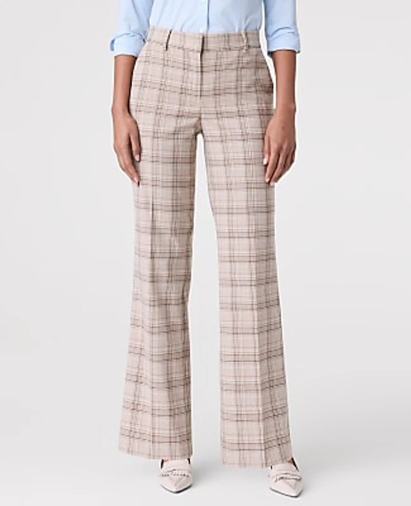 Ann Taylor The Petite Jayne Trouser Plaid Tan/Navy Women's