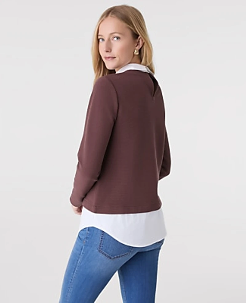 Ann Taylor Petite Layered Mixed Media Top Women's
